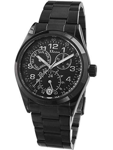 Alienwork Quarz Armbanduhr Multi-funktion Quarzuhr Uhr schwarz Metall QH-5080G-B