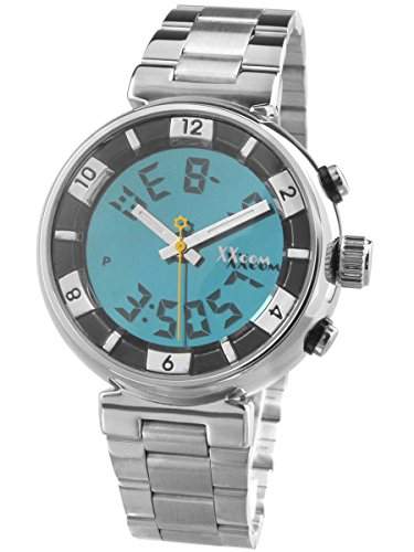 Alienwork Analog-Digital Armbanduhr Multi-funktion LCD Uhr Backlight blau silber Metall QH-6031G-03