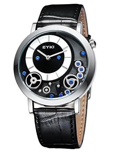 Alienwork Quarz Armbanduhr modisch Quarzuhr Uhr elegant schwarz Leder YHET8816-01