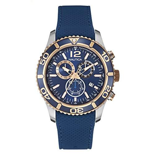Nautica Herren-Armbanduhr Chronograph Quarz Leder NAI16502G