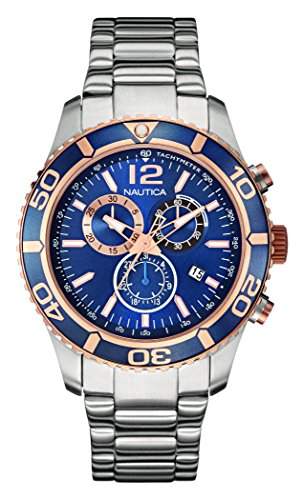 Nautica Herren-Armbanduhr Chronograph Quarz Edelstahl NAI18500G