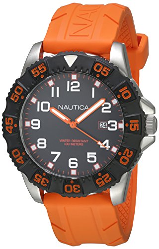 Nautica A12641G Quarz mit Gummi Armband Orange