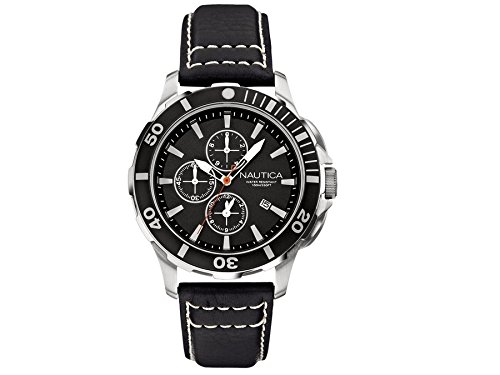 NAUTICA Armbanduhr BFD 101 DIVE STYLE Chrono Black and Leather and Alu A20109G
