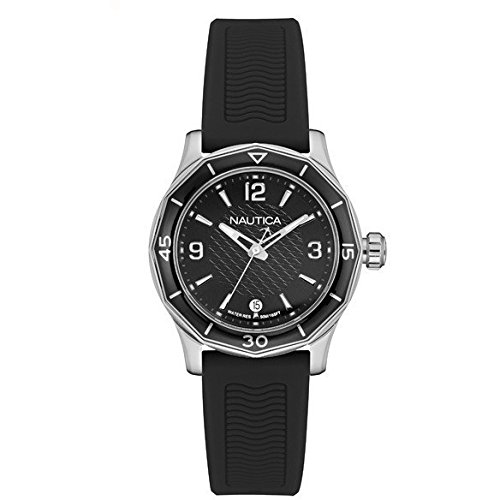 Uhr Nautica NWS 01 Lady Collection nad12539l Quarz Stahl Quandrante schwarz Armband Silikon