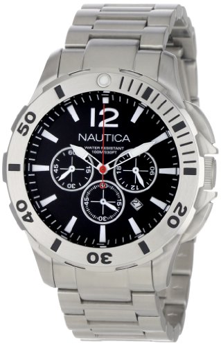 Nautica Herren N23519G BFD 101 Sporty Stainless Steel Red Polyurethan Black Dial Watch Box Set