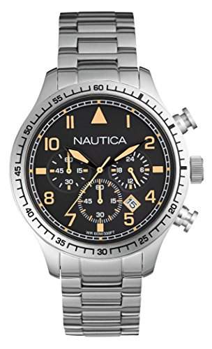 Nautica - a18712g - Armbanduhr - Quarz Chronograph - Zifferblatt schwarz Armband Stahl Silber