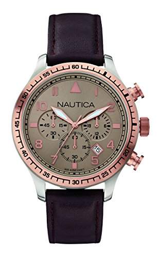 Nautica Herren-Armbanduhr Chronograph Quarz Schokolade A17656G