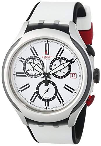 Swatch Herren-Armbanduhr BLACK WHEEL Chronograph Quarz Silikon YYS4005