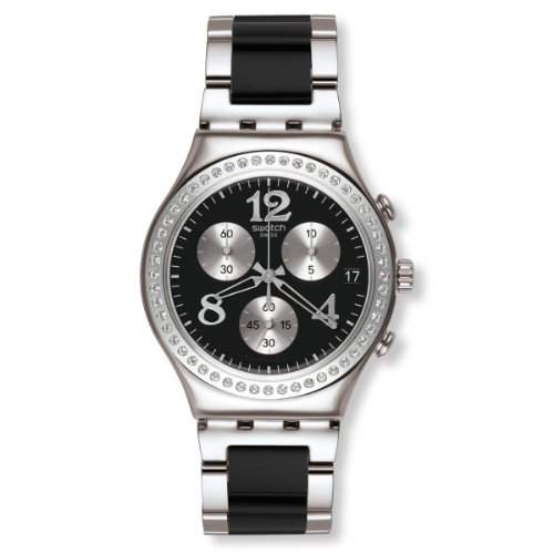 Swatch Damen-Armbanduhr Touch Secret Thought Black Chronograph Quarz verschiedene Materialien YCS551G