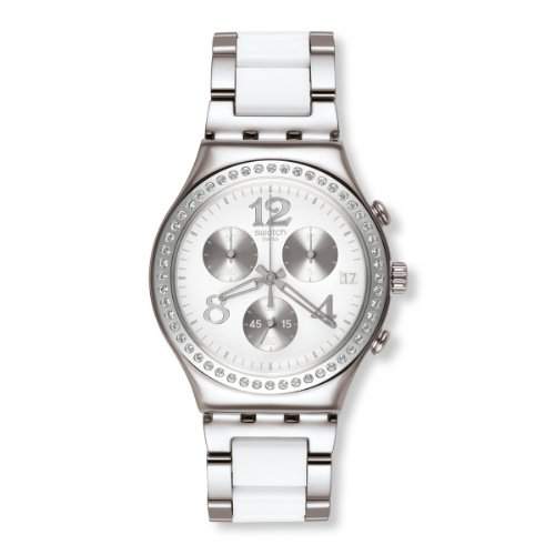 Swatch Damen-Armbanduhr Touch Secret Thought White Chronograph Quarz verschiedene Materialien YCS552G