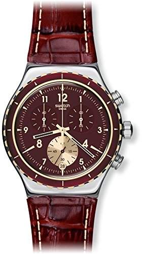 Swatch Herren-Armbanduhr Chronograph Quarz Leder YVS418