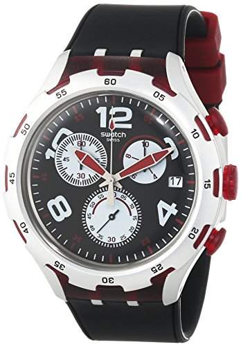 Swatch Herren-Armbanduhr RED WHEEL Chronograph Quarz Silikon YYS4004