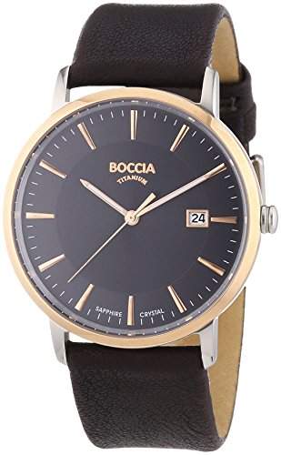 Boccia Herren-Armbanduhr XL Analog Quarz Leder 3557-05