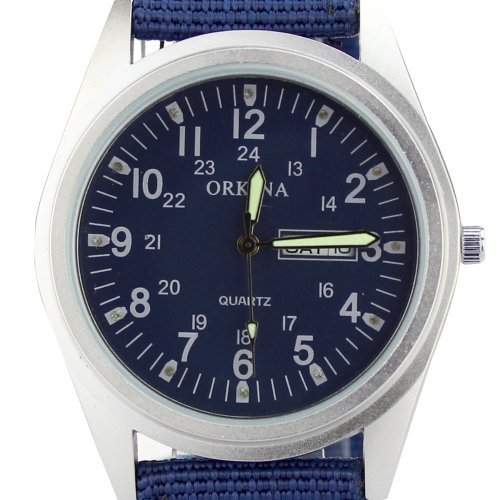 Orkina Herren-Armbanduhr Nylon Quarzuhrwerk mit Datums- und Tagesanzeige P108CA-SBLU