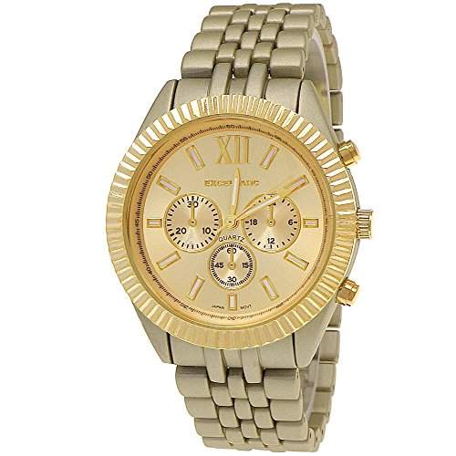 Designer Damenuhr,Damen Armband Uhr in Chronograph Optik,Matt Gold D54