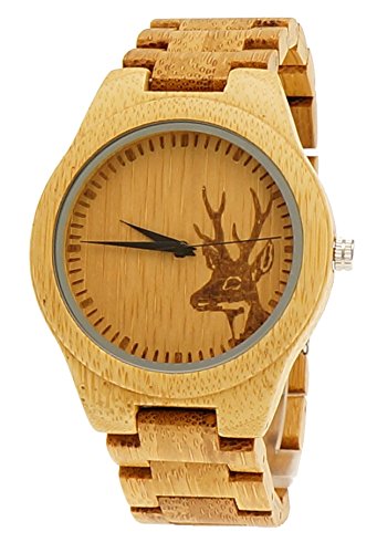 Henny Klein designer Unisex Hirsch Damen Herren OEko Natur Holz Uhr Armbanduhr in mit Hirschmotiv Uhr limitierte edition inkl Uhrenbox