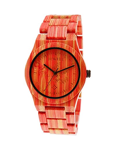 Pure Time designer Unisex Damen Herren Holz Armbanduhr in Rot limitierte Colour World Edition inkl Uhrenbox