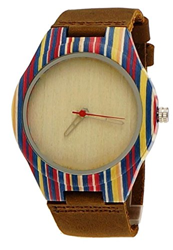 Pure Time designer Damen OEko Natur Holz Leder Armbanduhr in Braun Uhr limitierte colour wold edition inkl Uhrenbox