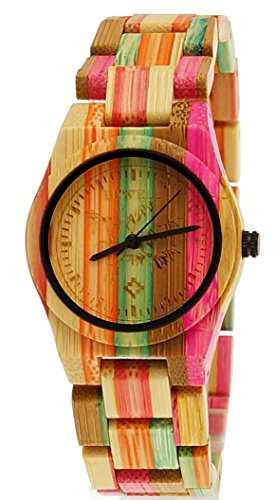 Pure Time designer Uhr Damen OEko Natur Holz Armbanduhr in bunt limitierte Summer Edition inkl Uhrenbox