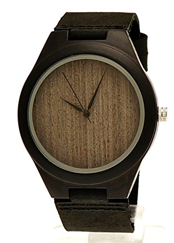 Pure Time designer Damen Herren OEko Natur Holz Rinder Leder Armbanduhr in Schwarz Braun Uhr limitierte edition inkl Uhrenbox
