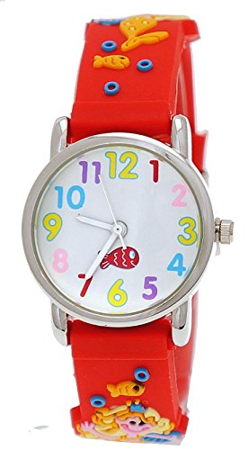 Suesse Pure Time Kinderuhr Kinder Maedchen Silikon Armband Uhr mit 3d Meerjungfrau Motiv Rot inkl Uhrenbox