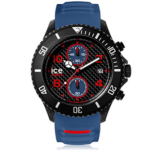 Ice Watch ICE carbon Black Blue Blaue mit Silikonarmband Chrono 001317 Extra Large