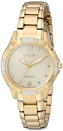 Citizen Citizen Eco Drive Diamant Quarz und Edelstahl Kleid Farbe goldfarbenem Modell em0452 58P