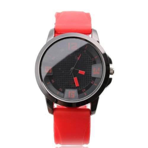 SODIALR Silikon Armbanduhr Herrenuhr Damenuhr Sportuhr Quarzuhr Quarz Uhr Rot+Schwarz