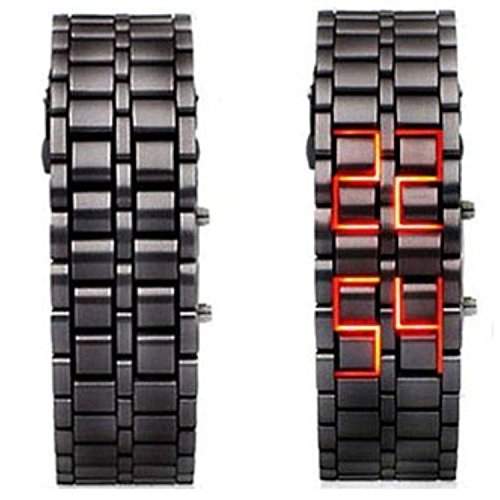 FreshGadgetz LED Lava beobachten Uhr Iron Samurai Armbanduhr Schwarz wetteRot lampe LEDSRed LED watch