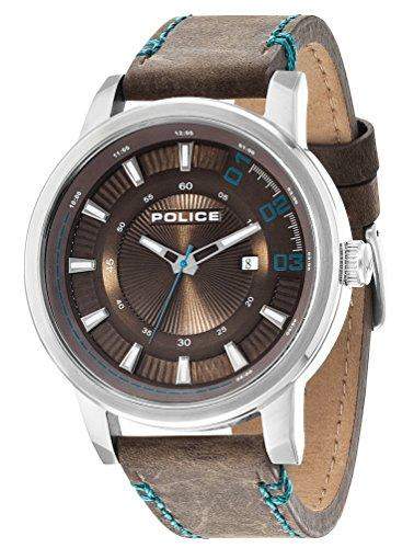 POLICE Herren-Armbanduhr SUNSET Analog Quarz Leder P14375JS-12