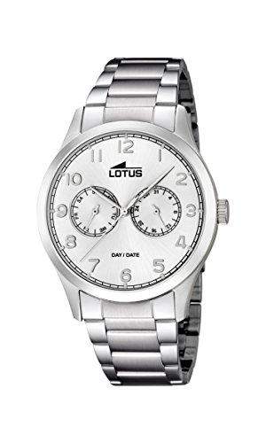 Lotus Herren Quarz-Armbanduhr mit Silber Zifferblatt Analog-Anzeige und Silber Edelstahl Armband 15954A