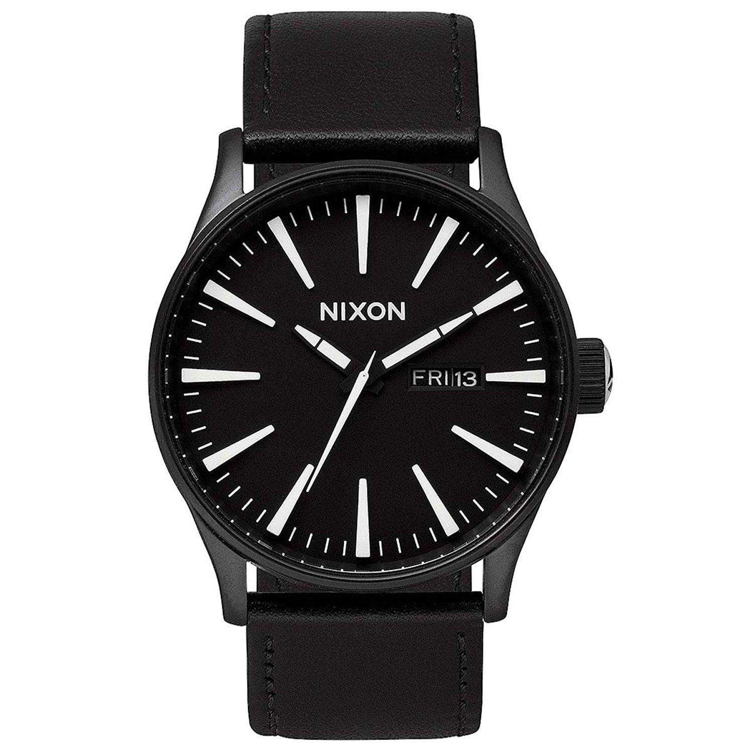 Nixon Herren-Armbanduhr XL Analog Quarz Leder A105005-00