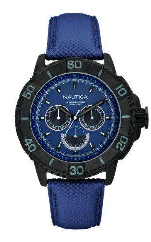 Nautica Herren-Armbanduhr Analog Quarz Leder A18644G