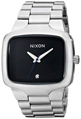 Nixon Herren-Armbanduhr 44mm Armband Edelstahl + Gehaeuse Quarz Zifferblatt Schwarz Analog A487000