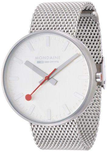 MONDAINE Herren-Armbanduhr Mondaine Giant Silver dial on Mesh Bracelet Analog edelstahl Silber A6603032816SBM