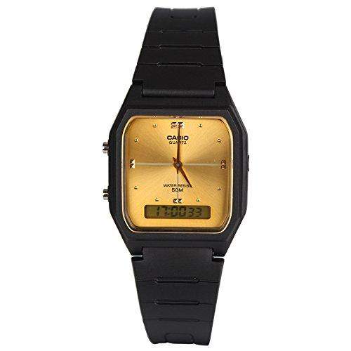 American Apparel Casio Dual Time Resin Strap Watch - Black  Gold  One Size
