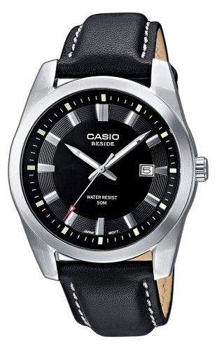 Casio Collection Herren-Armbanduhr Leder Analog schwarz BEM-116L-1AVEF