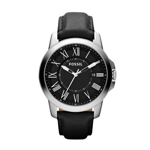 Fossil Herren-Armbanduhr XL Analog Leder schwarz FS4745