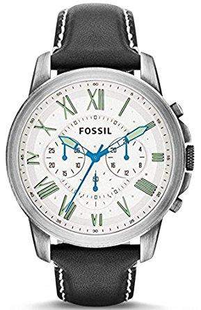 Fossil Herren Uhr Chronograph Armbanduhr Leder Grant FS4921