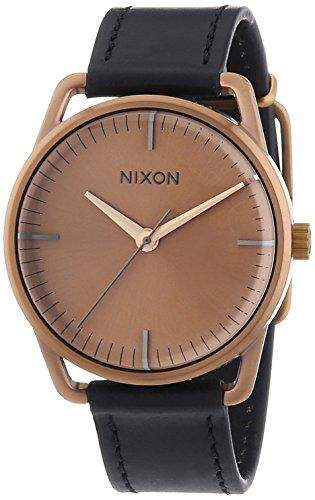 Nixon Damen-Armbanduhr Mellor Black Copper Analog Quarz Leder A129734-00