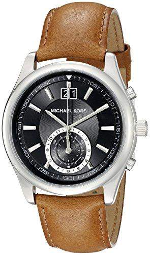 Michael Kors Herren 43mm Chronograph Braun Leder Armband Mineral Glas Uhr MK8416