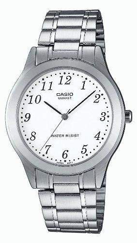 Casio - mtp-1128 Pa-7b - Classic - Armbanduhr - Quarz Analog - Weisses Ziffernblatt - Armband Stahl Grau