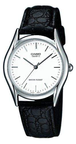 Casio - mtp-1154pe-7aef - Collection - Armbanduhr - Quarz Analog - Weisses Ziffernblatt - Armband Leder Schwarz