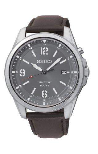 Seiko Herren-Armbanduhr XL Kinetic Analog Quarz Leder SKA613P1