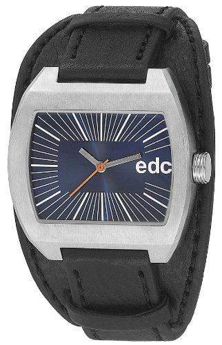 Edc Herren-Armbanduhr tough belt - midnight black, blue Analog Quarz Leder EE100821003