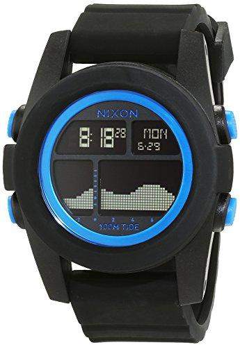 Nixon Herren-Armbanduhr Unit Tide Black  Blue Digital Quarz Silikon A282018-00