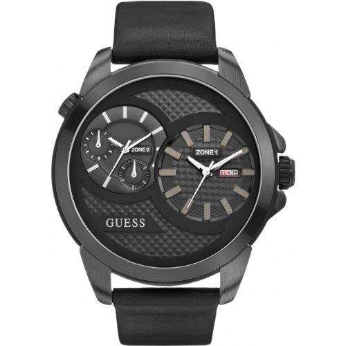 Guess Herren-Armbanduhr Analog Quarz Leder W0184G1