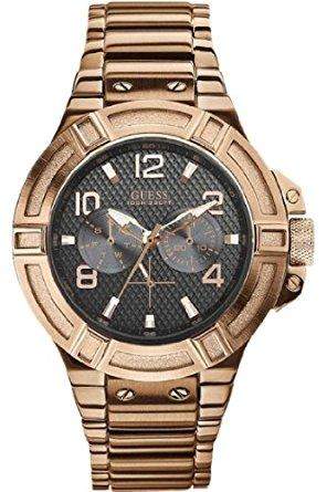 Guess Watches Gents Rigor Rose Tone Day Date Watch