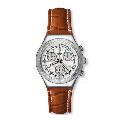 Swatch Herren-Armbanduhr XL Analog Quarz Leder YCS457