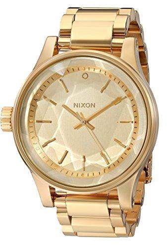 Nixon Damen-Armbanduhr 42mm Armband Edelstahl Gold + Gehaeuse Quarz Analog A384502